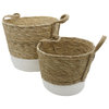 2-Piece Nesting Basket Set With Seagrass Design Storage Bins