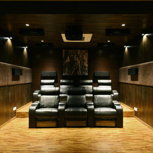 Example of a trendy home theater design in Hyderabad