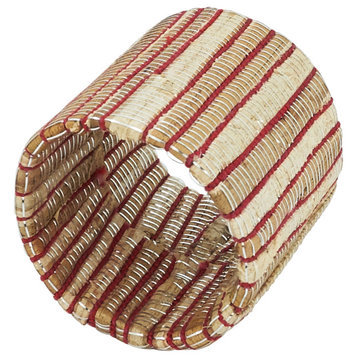 Shimmering Napkin Rings With Woven Nubby Design (Set of 4), Rust