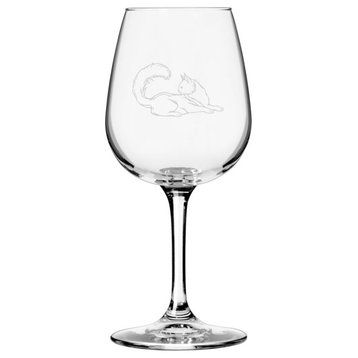 Maine Coon, Laying Down Cat Themed Etched All Purpose 12.75oz. Libbey Wine Glass