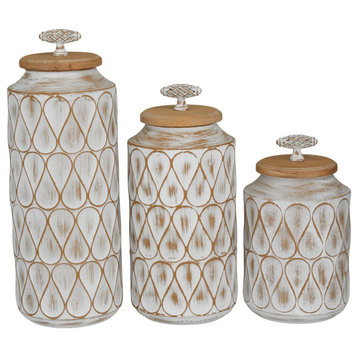 Traditional Brown Metal Decorative Jars Set 562146