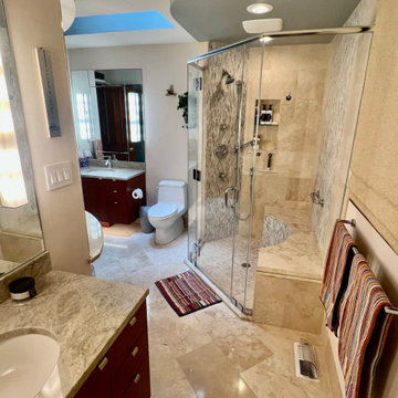 Glass Tile Waterfall Bath