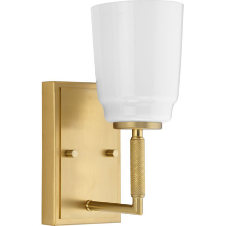 Spenser Collection One-Light Industrial Vanity Light, Brushed Gold