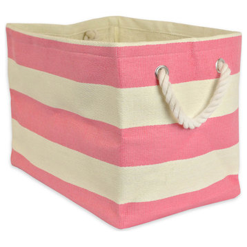 Paper Bin Stripe Pink Rectangle Medium 15"x10"x12"