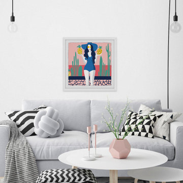 "Holding Pineapples" Framed Painting Print