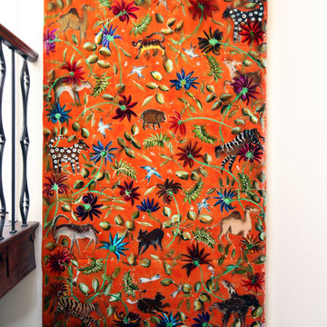 Hand painted blind, silk velvet