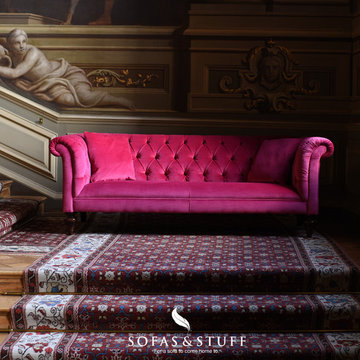 Pink Velvet Chesterfield Sofa