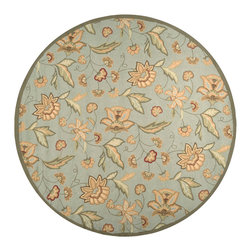 Rain Outdoor Round Rug / Slate Gray Floral Pattern - Rugs