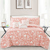 Birdsong 6-Piece Bed Spread Set, Coral, Queen, 90"x90"