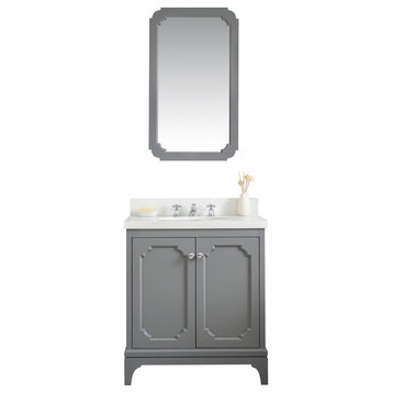 30" Wide Cashmere Gray Single Sink Quartz Carrara Bathroom Vanity