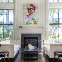 fireplace and windows