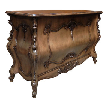 Chateau Hand Carved TV Lift Cabinet Furniture, US Made TV Lift Cabinet