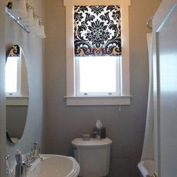 Black and White Roman Shade in the Bathroom - Roman Shades