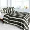 Indifferent 3PC Vermicelli-Quilted Striped Patchwork Quilt Set (Full/Queen)