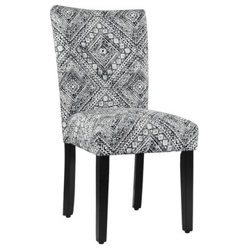 HomePop 20.5" Tribal Pattern Velvet Fabric Dining Chairs in Black (Set of 2)