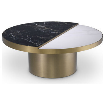 Brass Ceramic Pedestal Coffee Table | Eichholtz Excelsior