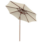 Yescom - Yescom 9' Wooden Patio Umbrella 8 Rib Easy Tilt Shade Rope Pulley for Outdoor - Features: