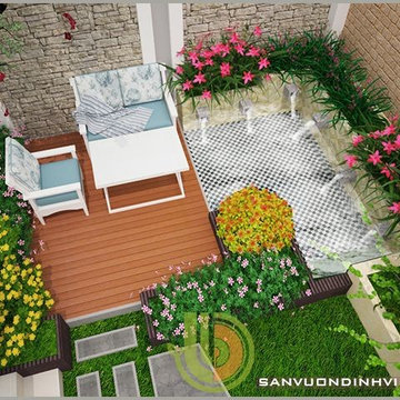 Sân vườn tiểu cảnh đẹp cho nhà phố