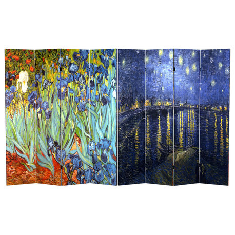 6' Tall Double Sided Works of Van Gogh Canvas Room Divider