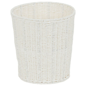 White Paper Rope Waste Basket Trash Bin for Bathroom