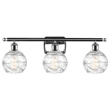 Small Deco Swirl 3-Light Bath Vanity-Light, Polished Chrome, Clear