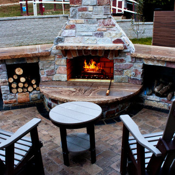 Pavilion and Outdoor Fireplace Retreat with Outdoor Shower