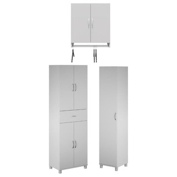 Home Square 3-Piece Set with 16" Utility Storage Cabinet & 2-Door Wall Cabinet