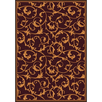 Any Day Matinee Rug, Acanthus, Burgundy, 3'10"x5'4"
