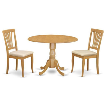 Atlin Designs Wood Dining Set with Fabric Seat in Oak