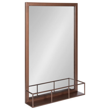Jackson Metal Frame Mirror with Shelf, Bronze 20x30