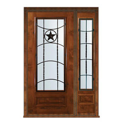 Pre-hung Sidelite Door 80 Wood Alder Texan Texas Star 3/4 Lite - Front Doors