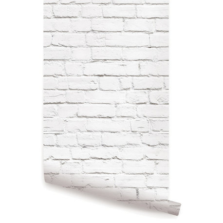 White Modern Clean Look Brick Peel and Stick Vinyl Wallpaper, 24"w X 60"h
