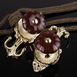 2 Colors QYM68 Round Pumpkin Curtain Tieback Holdbacks in Brown Color - Window Treatment Accessories