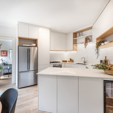 Minimalist White and Timber Contemporary Kitchen