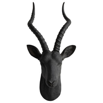 Large Faux Antelope Head Wall Mount, Black