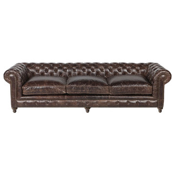 Warner Leather 118" Chesterfield Sofa