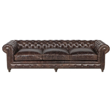 Warner Leather 118" Chesterfield Sofa