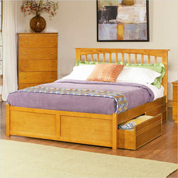 Brooklyn Platform Bed with Flat Panel Footboard in Caramel Latte - Platform Beds