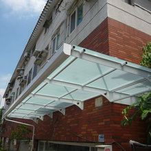 outdoor glass overhangs