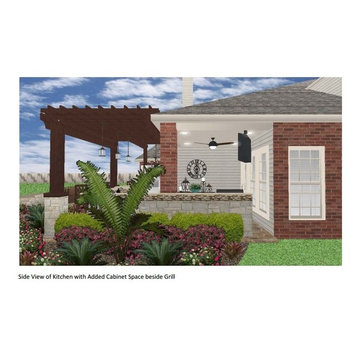 Houston Firepit, Two-Tier Pergola & Outdoor Kitchen With Pizza Oven