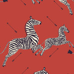 SCALAMANDRE - Zebras Wallpaper, Masai Red - PAPER / NON-WOVEN