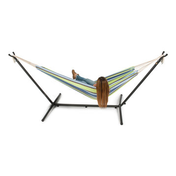 Double Hammock Space Saving Steel Stand With Portable Carrying Case Kit, Oasis