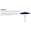 Navy 9 FT Round Umbrella with 1.5 Diameter Aluminum Pole with Crank and...
