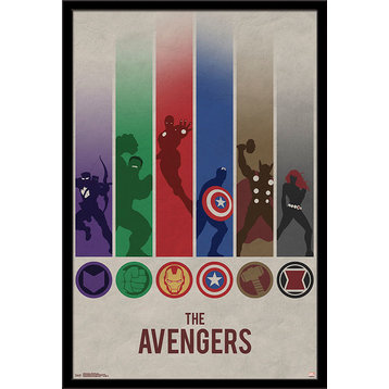 Avengers Minimalist Logo Poster, Black Framed Version