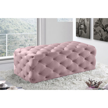Casey Velvet Upholstered Ottoman/Bench, Pink