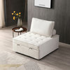 Versatile Pull-Out Sofa Bed, Soft Ottoman Sleeper Sofas, Beige, Fabric