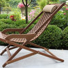 Cambria Eucalyptus Folding Swing Lounge Chair With Beige Pillow