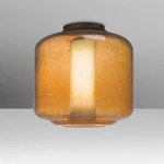 Besa Lighting - Besa Lighting NILES10AOC-BR Niles 10 - One Light Semi-Flush Mount - The Niles Amber is composed of a broad transparent amber glass cylinder, with an interesting bubble pattern blown randomly throughout the glass and exposed light source. The pleasing play of light through the bubble accents make for a striking affect, along with the popular theme of this transitionally designed pendant. The semi-flush fixture is equipped with a socket on a low profile flat canopy, with machined and plated glassholder hardware. These stylish and functional luminaries are offered in a beautiful brushed Bronze finish.  Canopy Included: TRUE  Shade Included: TRUE  Canopy Diameter: 5.5 x 5.5Niles 10 One Light Semi-Flush Mount Bronze Amber Bubble/Opal GlassUL: Suitable for damp locations, *Energy Star Qualified: n/a  *ADA Certified: n/a  *Number of Lights: Lamp: 1-*Wattage:60w Medium Base bulb(s) *Bulb Included:No *Bulb Type:Medium Base *Finish Type:Bronze