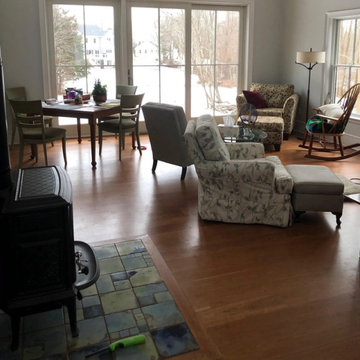 Cherry Plank Flooring, Family Room with Wood Stove