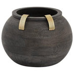 Elk Home - Elk Home H0807-9265 Barone, 13" Small Vase - Natural woodMetal detailing.Barone 13 Inch Small Ebonized Wood/Brass *UL Approved: YES Energy Star Qualified: n/a ADA Certified: n/a  *Number of Lights:   *Bulb Included:No *Bulb Type:No *Finish Type:Ebonized Wood/Brass